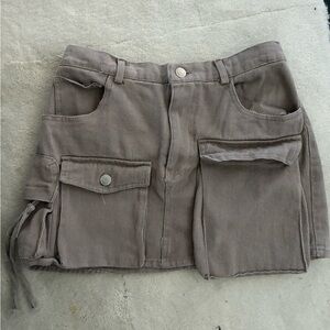 Stylish Brown Mini Skirt with Pockets